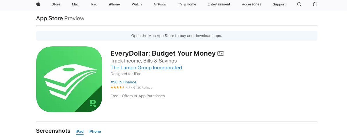 EveryDollar budgeting app